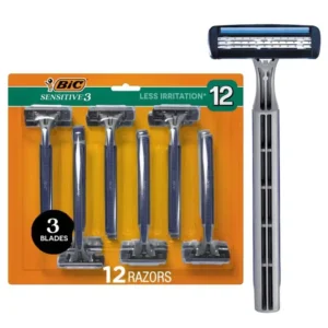 BIC Sensitive 3 Disposable Razors for Men With 3 Blades for Sensitive Skin